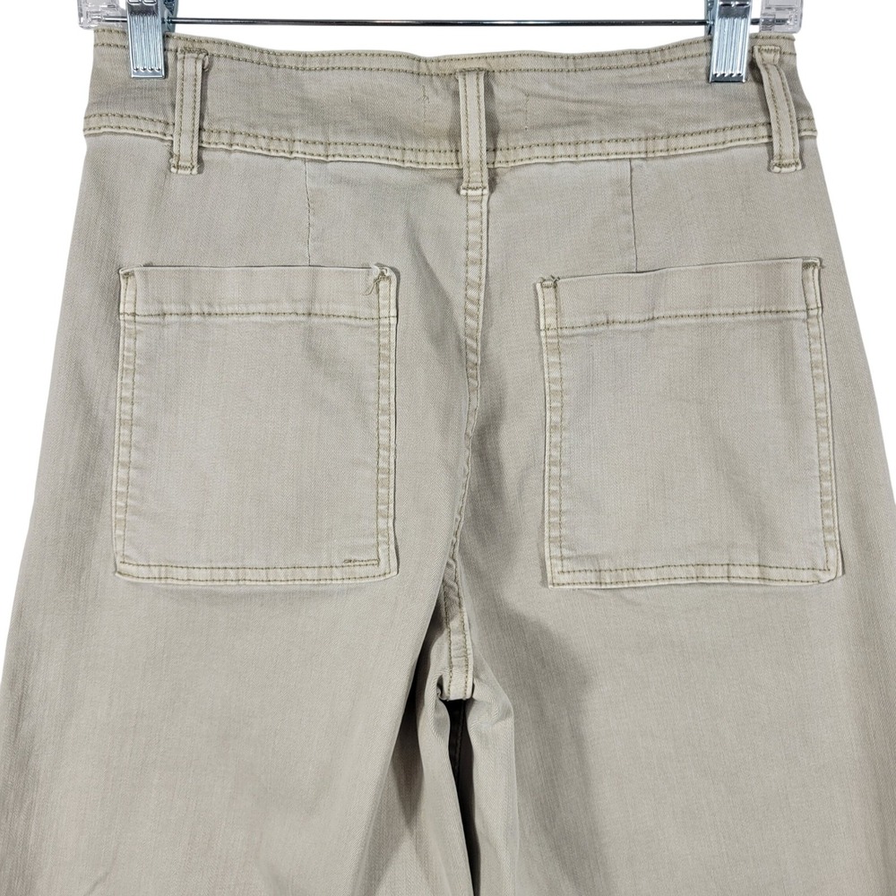 OAT New York Wide Leg Pants Women 4/27 Khaki Raw Hem High Rise - Picture 4 of 9